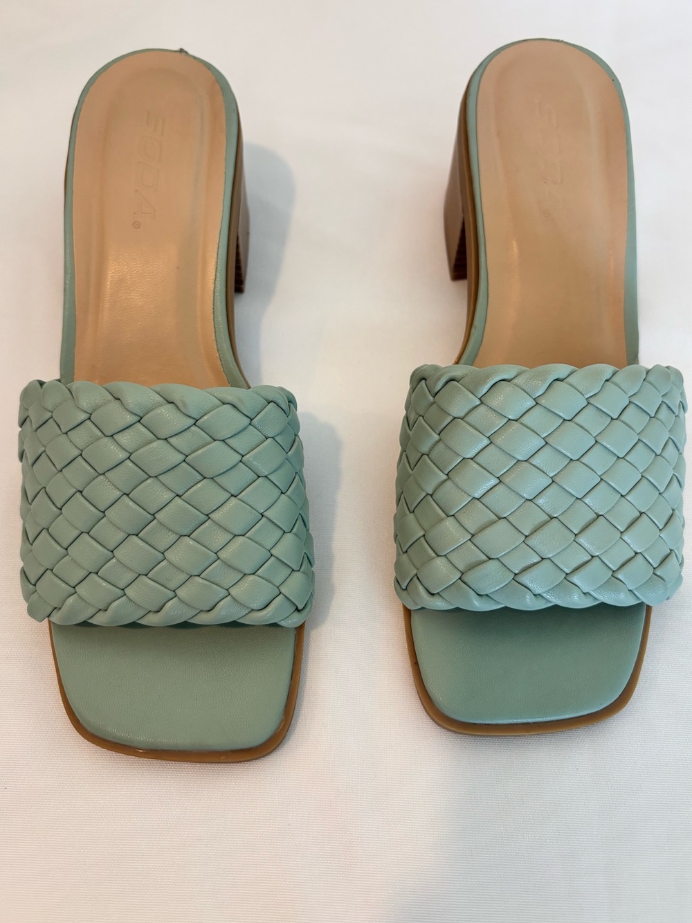 Soda Mint Woven Slide Heels Size 7
